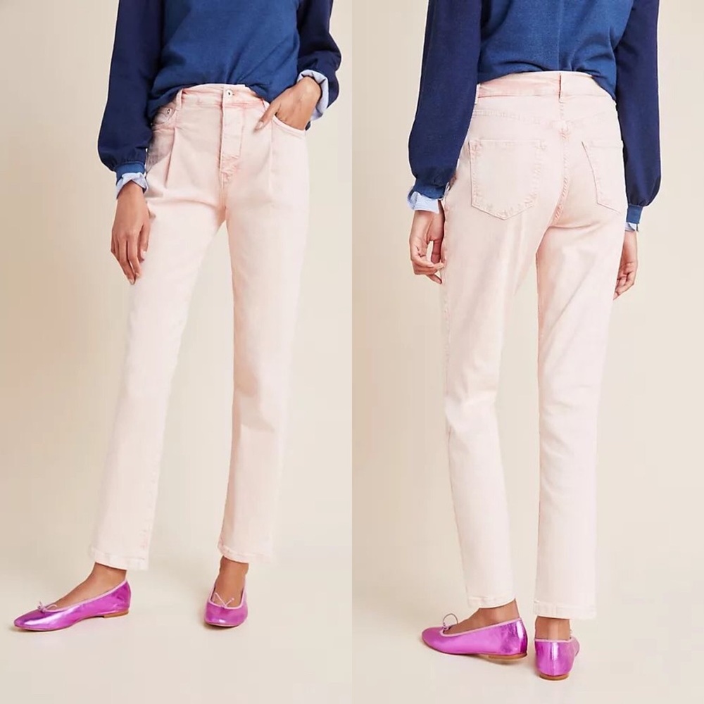 Anthropologie Pilcro high rise pink straight leg jeans 27